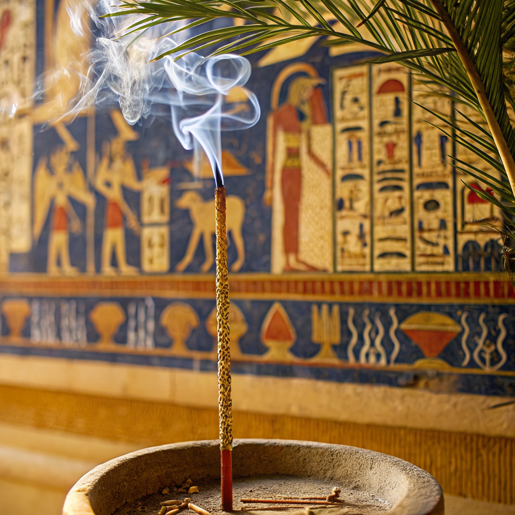 incencese sticks burning in an egyptian space