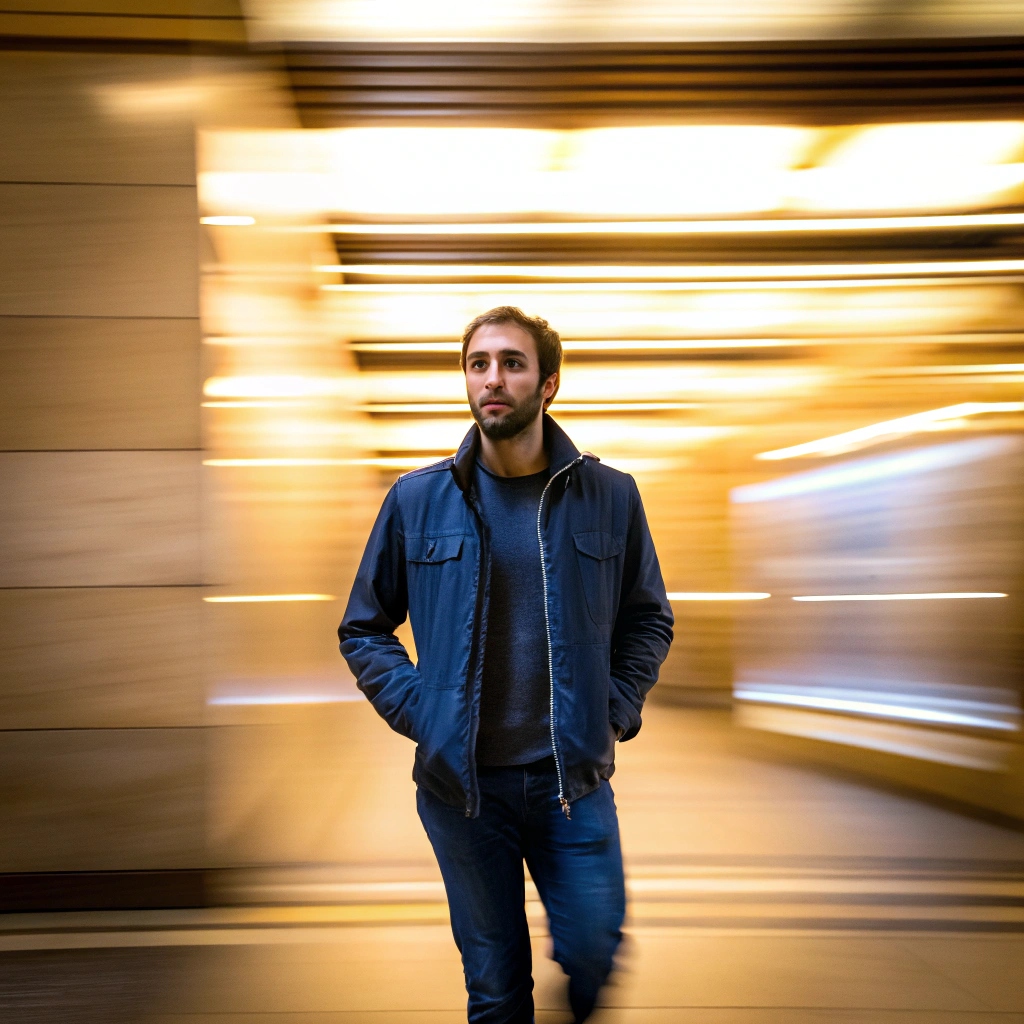 a man in a vibrating space