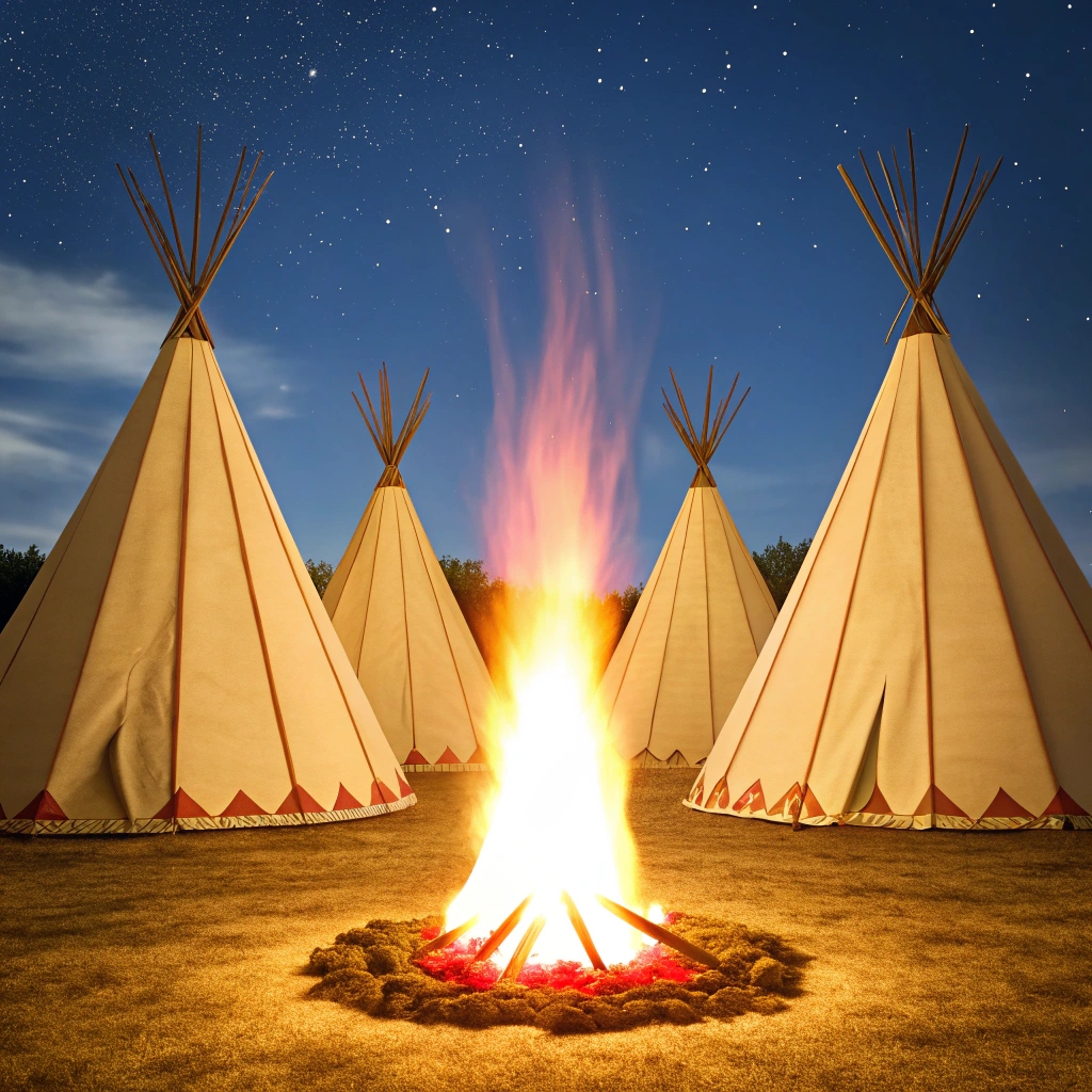 red indian camp fire