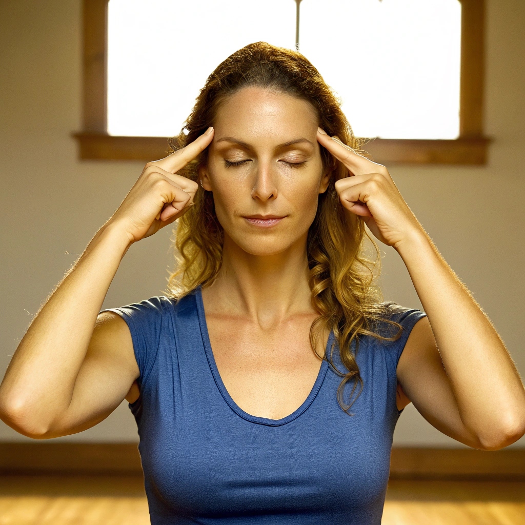 A woman tapping her temples doing EFT
